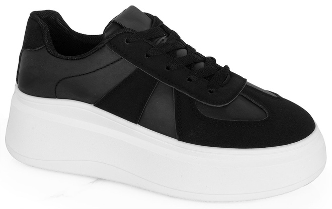 DAMSKIE CZARNE SNEAKERSY TRAMPKI SKÓRZANE FENELA 1