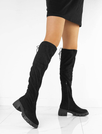 CZARNE ZAMSZOWE KOZAKI ZA KOLANO OFICERKI MIRAS