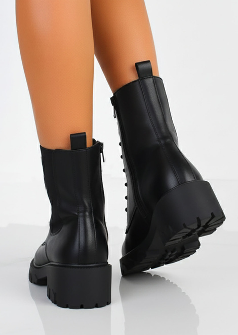 CZARNE BOTKI OCIEPLANE TRAPERY NA PLATFORMIE ALMILA 2