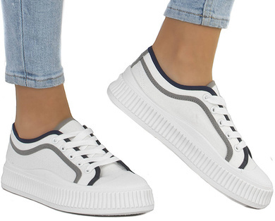 BIAŁE NISKIE TRAMPKI NA PLATFORMIE SIGMA