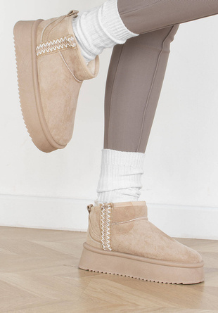 BEŻOWE OCIEPLANE ŚNIEGOWCE BOTKI PLATFORMA LUCILLA