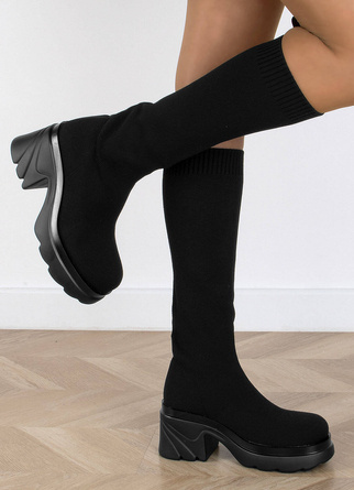 CZARNE BOTKI KOZAKI NA SŁUPKU ELASTYCZNA CHOLEWKA MILANA