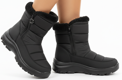 CZARNE ŚNIEGOWCE BOTKI  OCIEPLANE NA PLATFORMIE