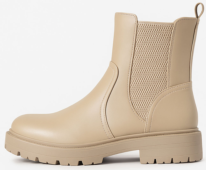 BEŻOWE SKÓRZANE BOTKI SZTYBLETY PLATFORMA ZAMEK 3