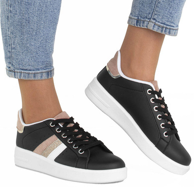 CZARNE DAMSKIE SNEAKERSY TRAMPKI LILOU