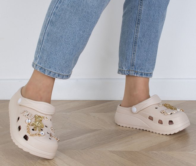 BEŻOWE KLAPKI CHODAKI NA PLATFORMIE ELZA 5