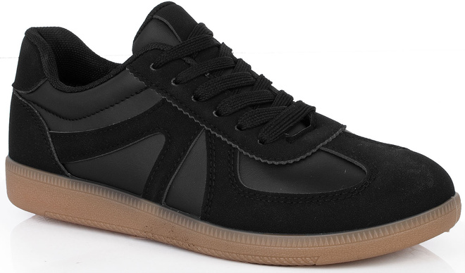 CZARNE DAMSKIE SNEAKERSY TRAMPKI SKÓRZANE DOTS 1