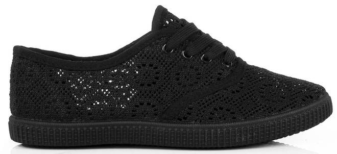 CZARNE TENISÓWKI TRAMPKI KORONKOWE KLASYCZNE 2