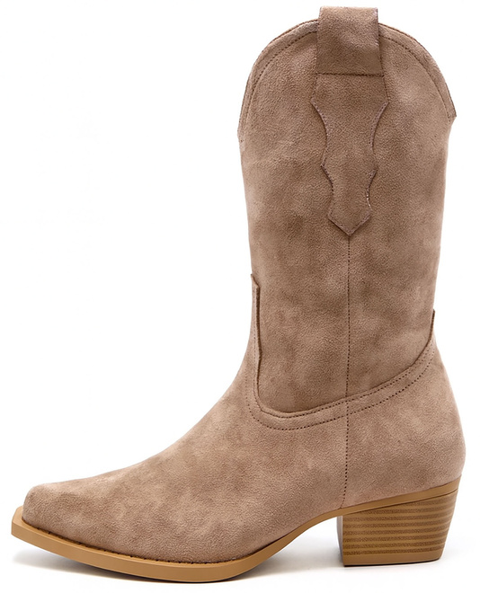 SZARE ZAMSZOWE WYSOKIE KOWBOJKI BOTKI OBCAS TORIA 3