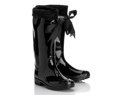 KALOSZE OCIEPLANE KOKARDA CZARNE