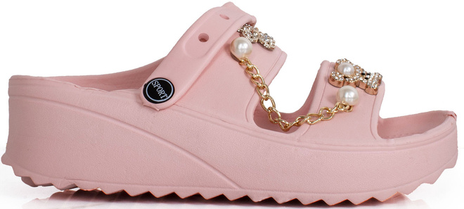 RÓŻOWE LEKKIE KLAPKI SANDAŁY Z OZDOBAMI AURORA 1