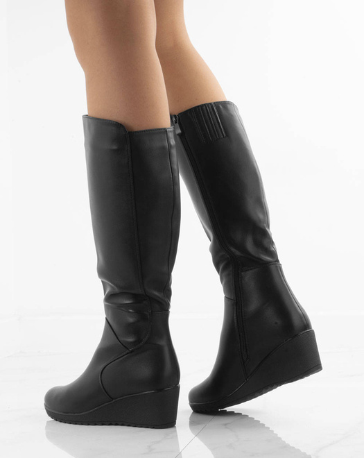 CZARNE OCIEPLANE KOZAKI NA KOTURNIE IRINA 11