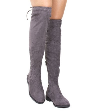 SZARE ZAMSZOWE KOZAKI ZA KOLANO TIFANY