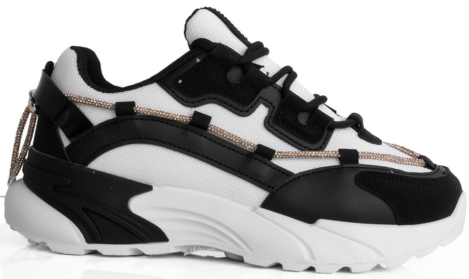 CZARNE TRAMPKI SNEAKERSY NA PLATFORMIE SEWANA 1