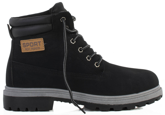 CZARNE TRAPERY BOTKI MĘSKIE SZNUROWANE 1