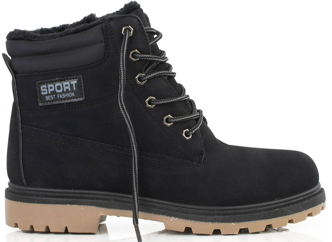 CZARNE TRAPERY BOTKI MĘSKIE SZNUROWANE 1