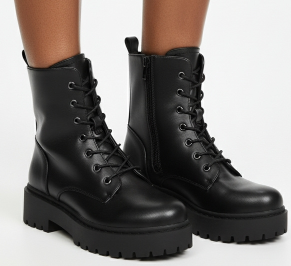 CZARNE BOTKI  DAMSKIE OCIEPLANE TRAPERY NA PLATFORMIE ESTERI 4