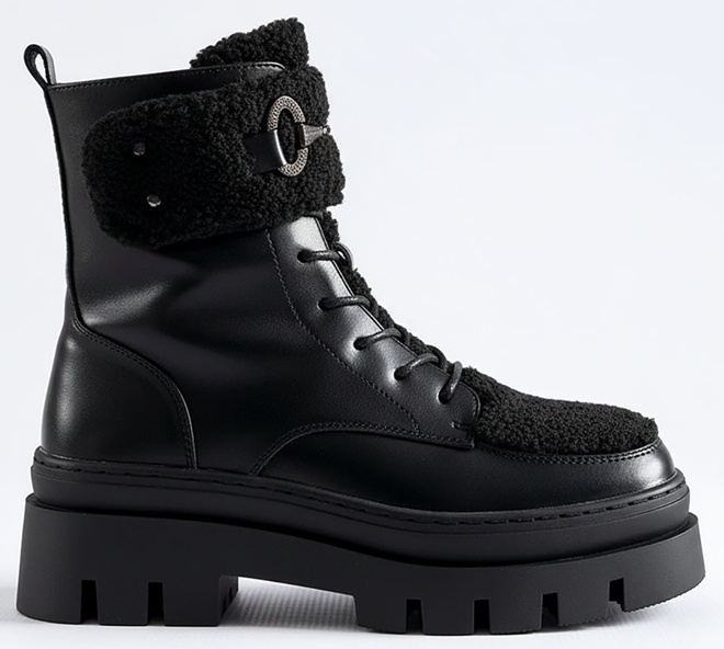 CZARNE BOTKI SKÓRZANE OCIEPLANE TRAPERY ZAMEK GASI 1