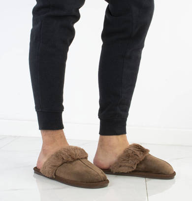 BEŻOWE MĘSKIE OCIEPLANE KAPCIE KLAPKI