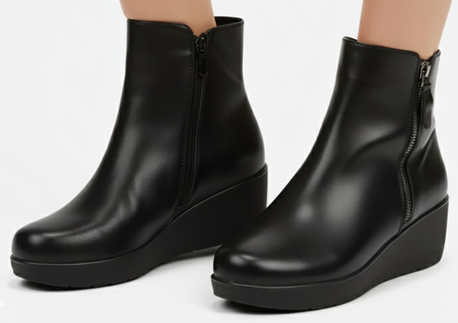 DAMSKIE CZARNE SKÓRZANE BOTKI NA KOTURNIE ALTA 4