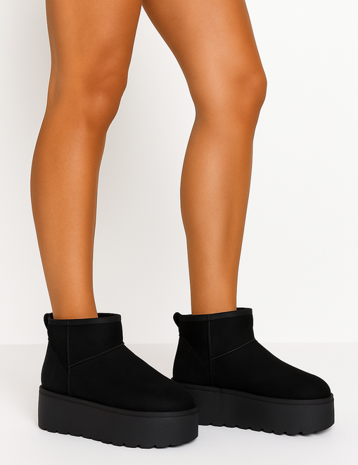 CZARNE OCIEPLANE ŚNIEGOWCE BOTKI NA PLATFORMIE ARLENINA 7