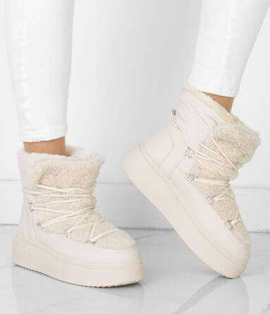 BEŻOWE ŚNIEGOWCE BOTKI NA PLATFORMIE OCIEPLANE ALIA