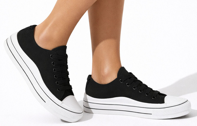 CZARNE SNEAKERSY TRAMPKI GRUBA PODESZWA SZNUROWANE 2