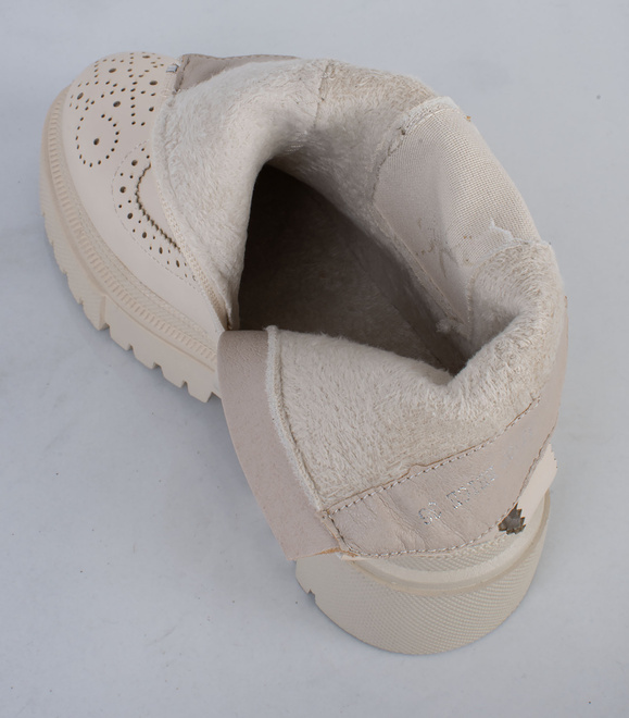 BEŻOWE SKÓRZANE BOTKI SZTYBLETY PLATFORMA SOPHIA 5