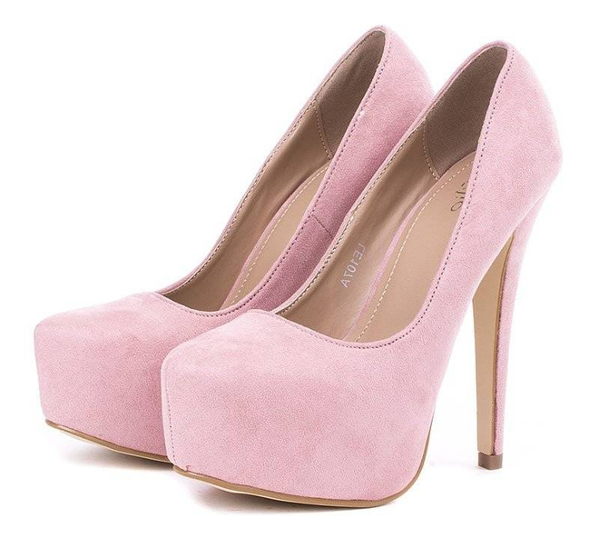 RÓŻOWE ZAMSZOWE SZPILKI NA PLATFORMIE INFILIO 4