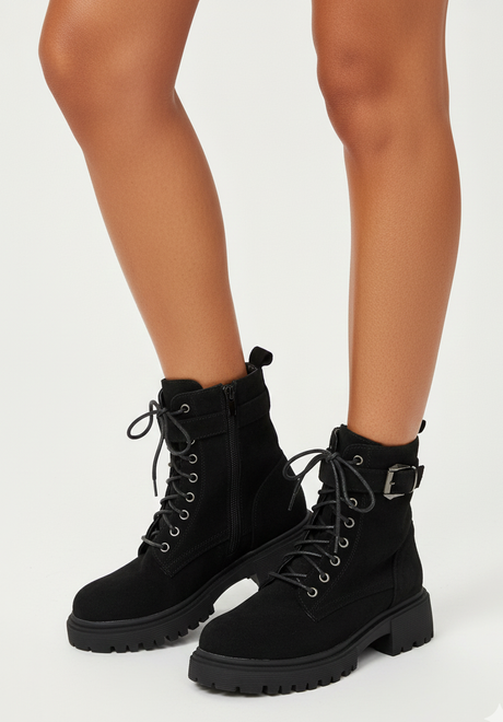 DAMSKIE CZARNE ZAMSZOWE BOTKI TRAPERY OCIEPLANE EVELORA 6