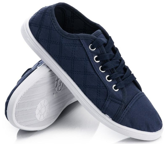 GRANATOWE PIKOWANE TENISÓWKI TRAMPKI PATTY