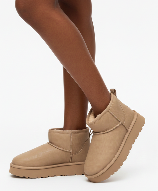 BEŻOWE OCIEPLANE ŚNIEGOWCE BOTKI NA PLATFORMIE EKO SKÓRA TOLI 5