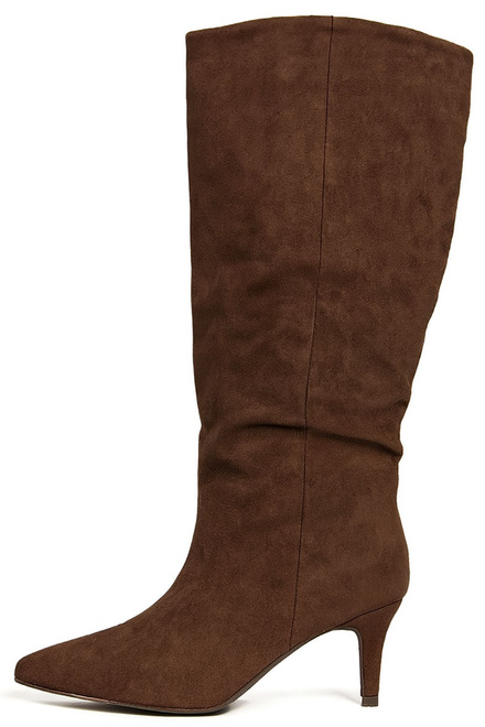 DAMSKIE BRĄZOWE WYSOKIE KOZAKI ZAMSZOWE NA NISKIM OBCASIE 3