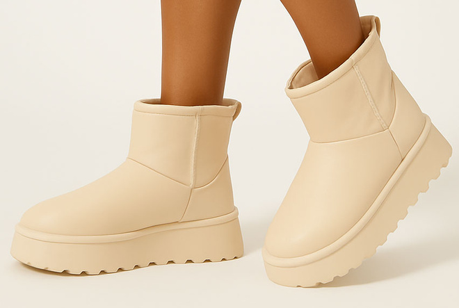 BEŻOWE OCIEPLANE ŚNIEGOWCE BOTKI NA PLATFORMIE SOLVE 4