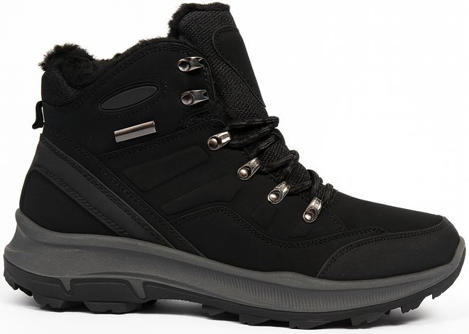 CZARNE MĘSKIE OCIEPLANE BUTY TREKKINGOWE TRAPERY 1