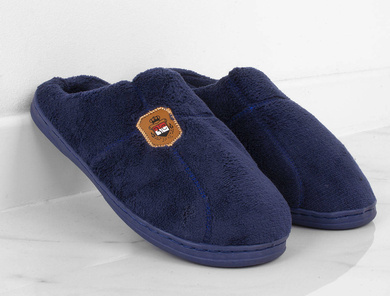 GRANATOWE MĘSKIE OCIEPLANE KAPCIE KLAPKI