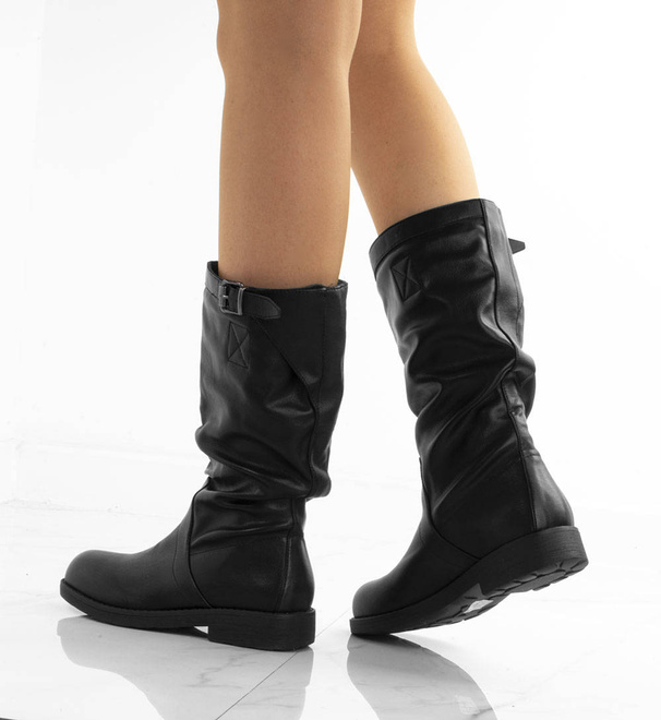 CZARNE SKÓRZANE KOZAKI MERLI 10