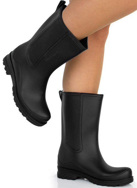 CZARNE MATOWE KALOSZE BOTKI WSUWANE COLBY 4