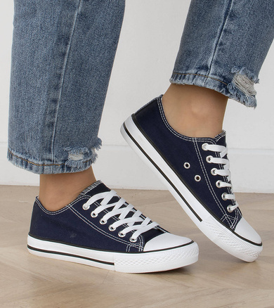 NISKIE TRAMPKI KLASYCZNE TENISÓWKI GRANATOWE FLEX