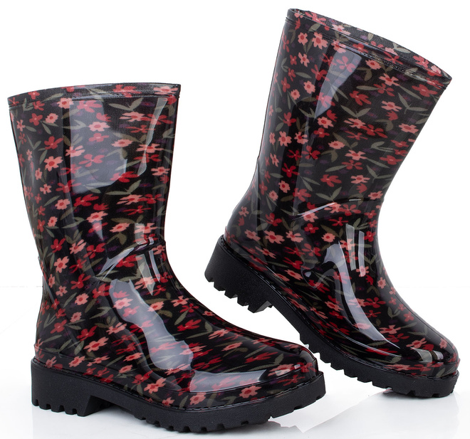 BŁYSZCZĄCE KALOSZE BOTKI SZTYBLETY CZARNE ELWOOD 2