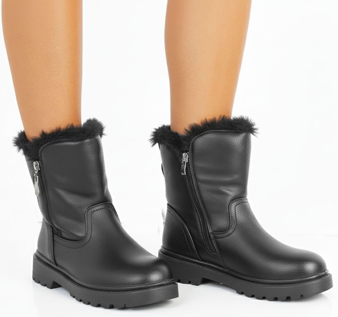 CZARNE DAMSKIE OCIEPLANE BOTKI ŚNIEGOWCE KLASYCZNE 2