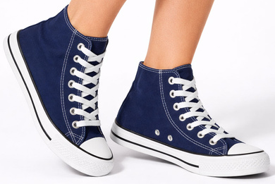 WYSOKIE KLASYCZNE GRANATOWE TRAMPKI TENISÓWKI SZNUROWANE