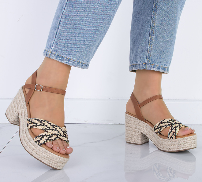 CZARNE DAMSKIE SANDAŁY NA KOTURNIE ESPADRYLE MORENA 5