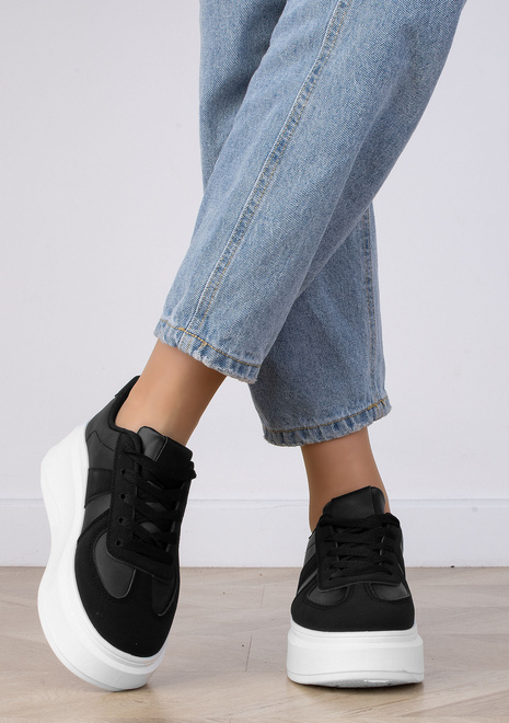 DAMSKIE CZARNE SNEAKERSY TRAMPKI SKÓRZANE FENELA 7