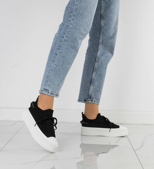 CZARNE NISKIE TRAMPKI NA PLATFORMIE ELASTYCZNE SINEY 6