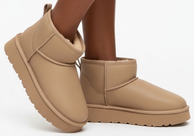 BEŻOWE OCIEPLANE ŚNIEGOWCE BOTKI NA PLATFORMIE EKO SKÓRA TOLI