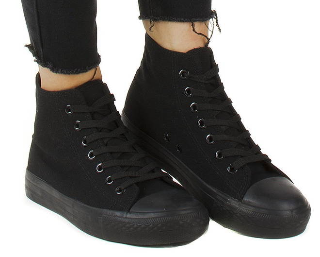 WYSOKIE CZARNE TRAMPKI TENISÓWKI CONVER 1
