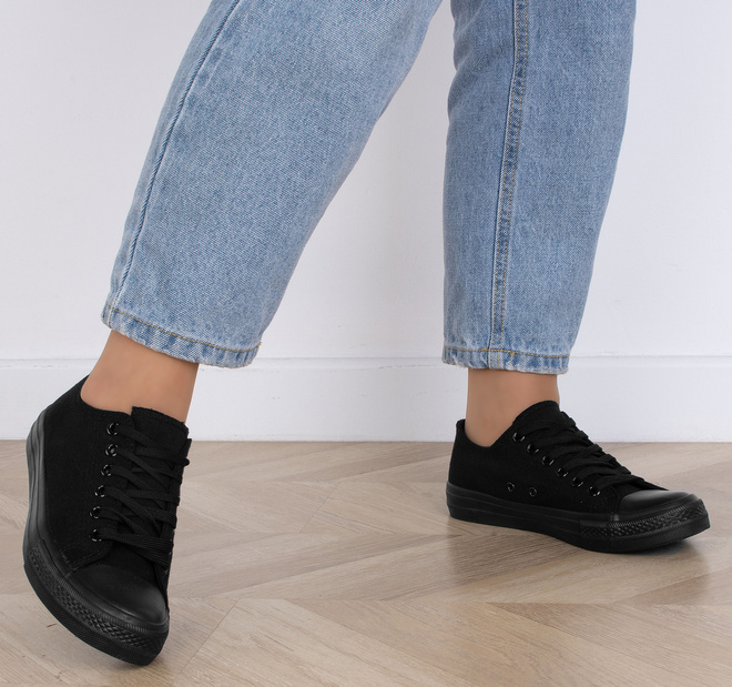 DAMSKIE KLASYCZNE CZARNE TRAMPKI TENISÓWKI 5