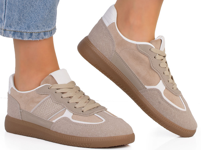 DAMSKIE BEŻOWE SNEAKERSY TRAMPKI REJA 2