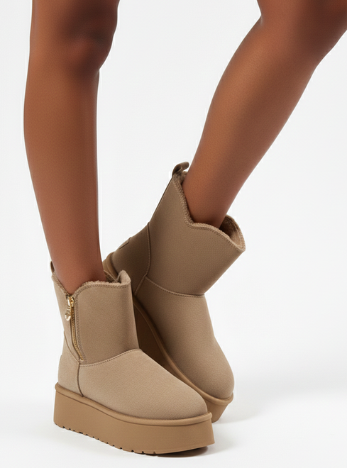 BEŻOWE OCIEPLANE ŚNIEGOWCE BOTKI NA PLATFORMIE ELDIRA 5